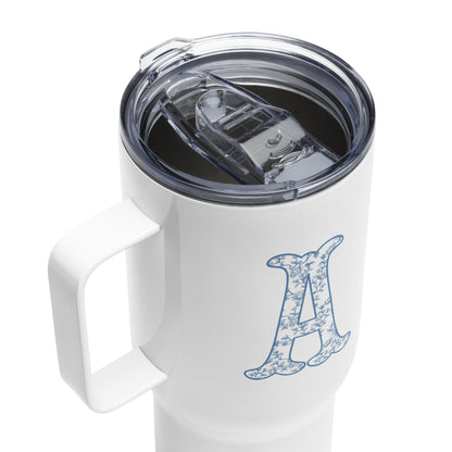 Chinoiserie Charm Monogram Travel Mug - Sorelle Gifts