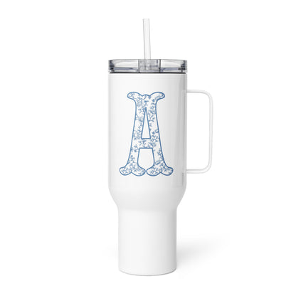 Chinoiserie Charm Monogram Travel Mug - A