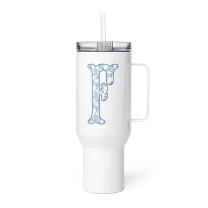 Chinoiserie Charm Monogram Travel Mug - F