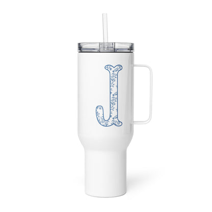 Chinoiserie Charm Monogram Travel Mug - J