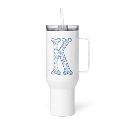 Chinoiserie Charm Monogram Travel Mug - K