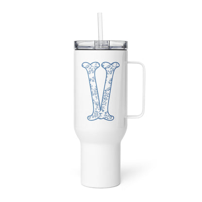 Chinoiserie Charm Monogram Travel Mug - V