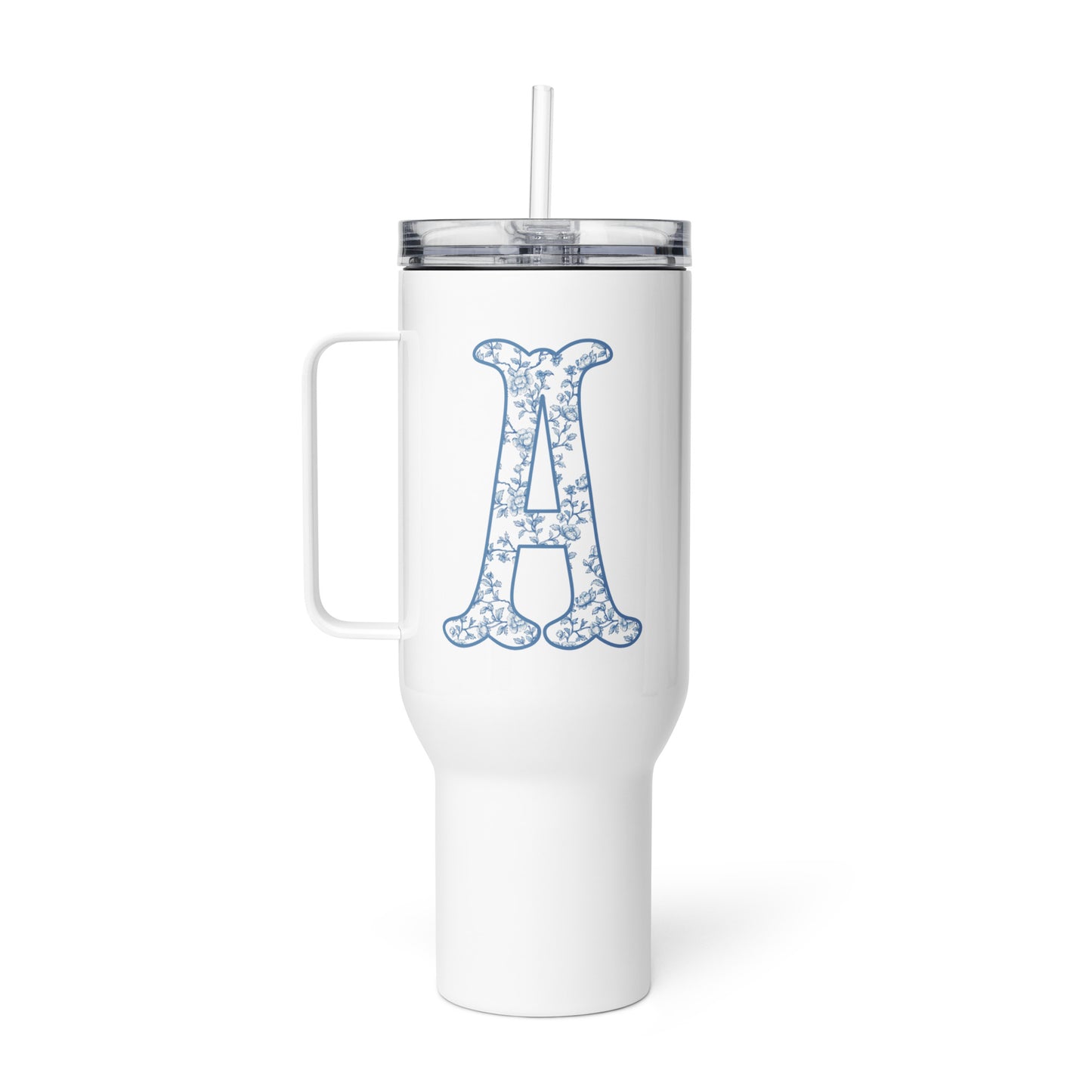 Chinoiserie Charm Monogram Travel Mug - A