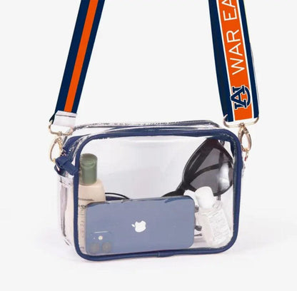 University Clear Purse with Reversible Patterned Shoulder Straps - multiple options - Sorelle Gifts