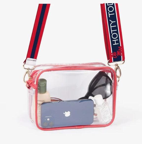 University Clear Purse with Reversible Patterned Shoulder Straps - multiple options - Sorelle Gifts
