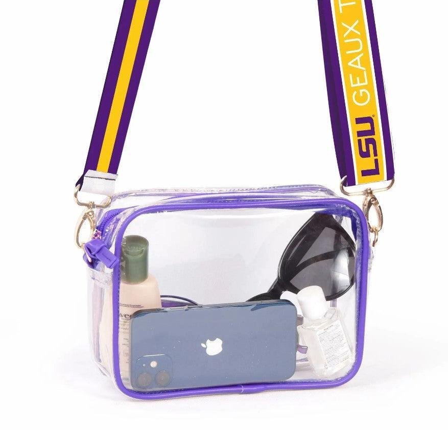 University Clear Purse with Reversible Patterned Shoulder Straps - multiple options - Sorelle Gifts