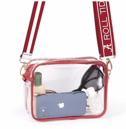 University Clear Purse with Reversible Patterned Shoulder Straps - multiple options - Sorelle Gifts