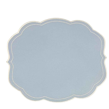VELOUR LIGHT BLUE RECTANGLE FAUX LEATHER PLACEMAT