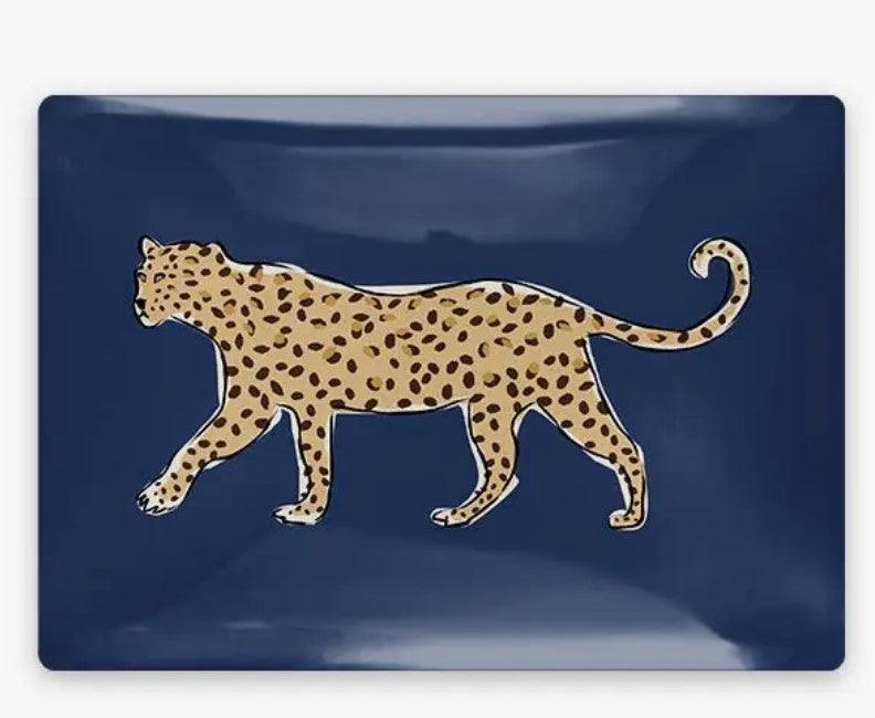 Walk on the Wild Side Blue Leopard Trinket Tray - Sorelle Gifts