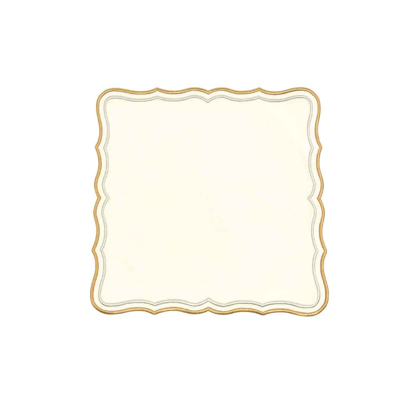 SHIMMER IVORY GOLD SILVER SQUARE FABRIC PLACEMAT