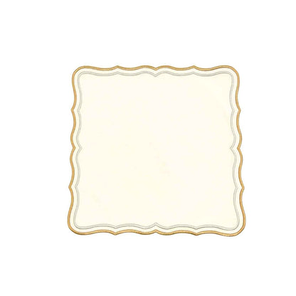 SHIMMER IVORY GOLD SILVER SQUARE FABRIC PLACEMAT