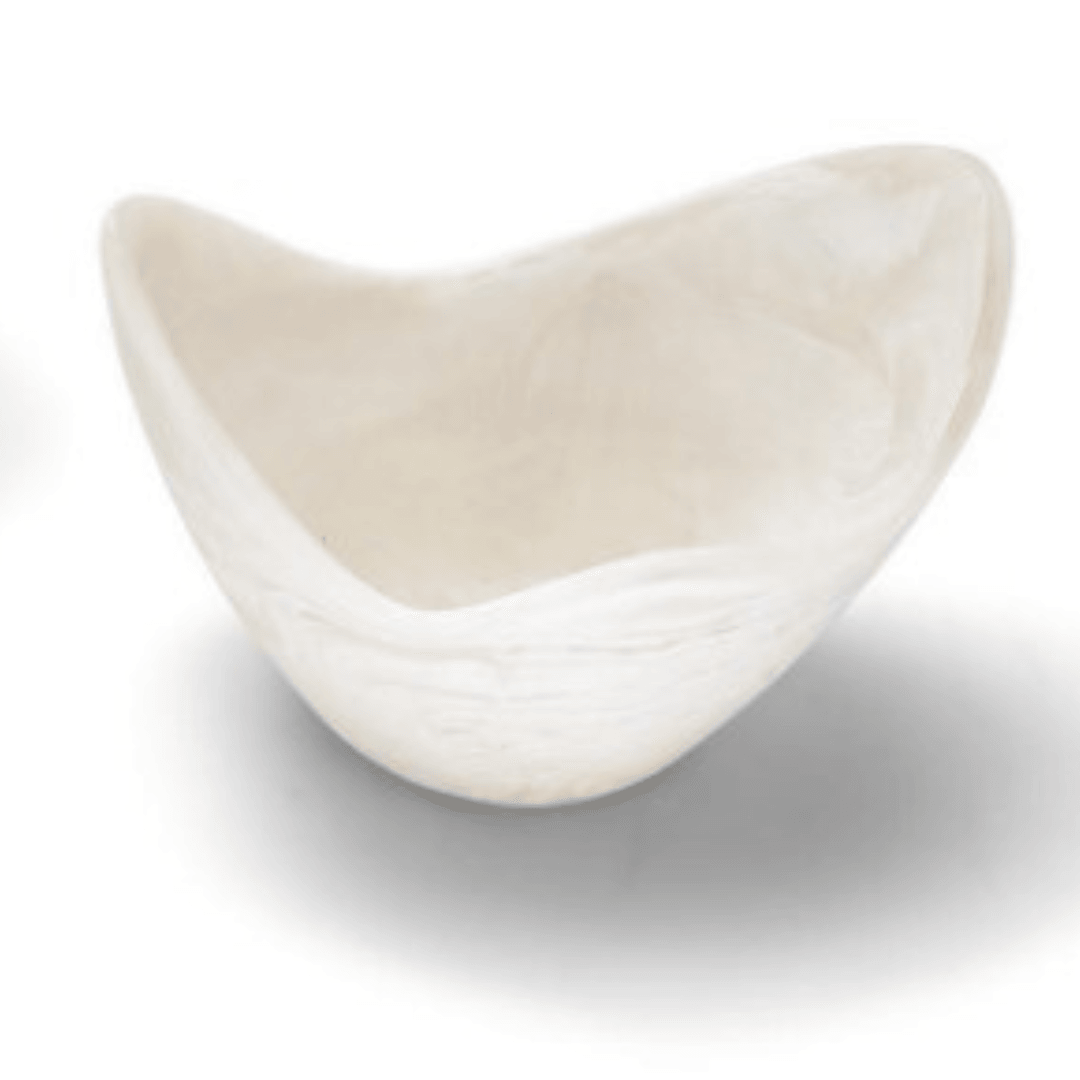 White Cloud Marbleized Organic Shaped Bowl - Sorelle Gifts